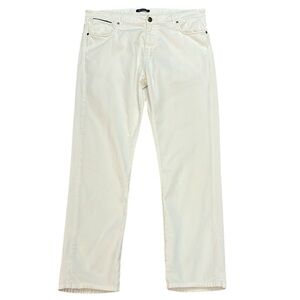 Bugatchi White Pants Flat Front Cotton Stretch Contemporary Fit Portugal 35x29